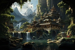 Medium luxurious vegetation in an asian palace interior fantasy 974613 4932