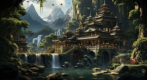Rect luxurious vegetation in an asian palace interior fantasy 974613 4932