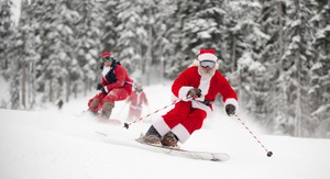 Rect santas skiing